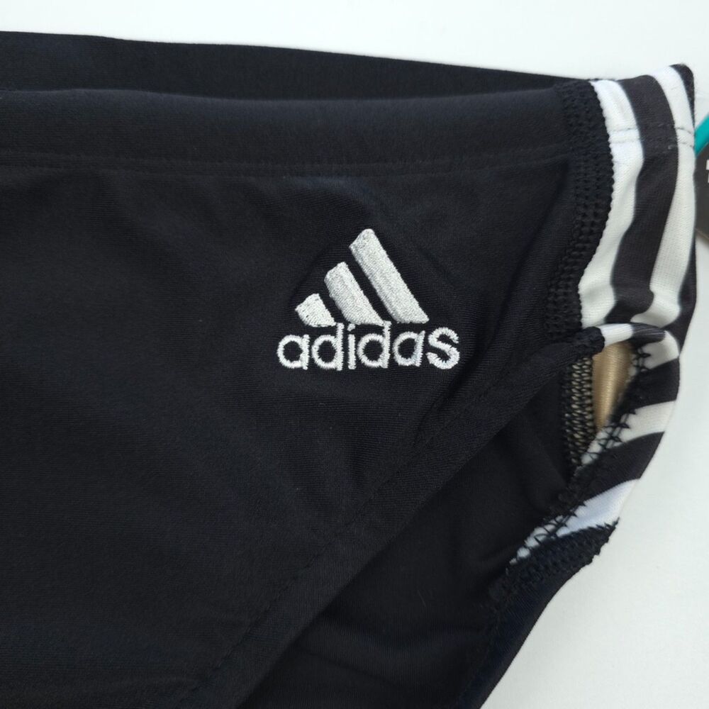 NWT Adidas Classic 3-Stripes Swim Briefs Black White Athletic Sporty Polo Swim - Picture 4 of 10